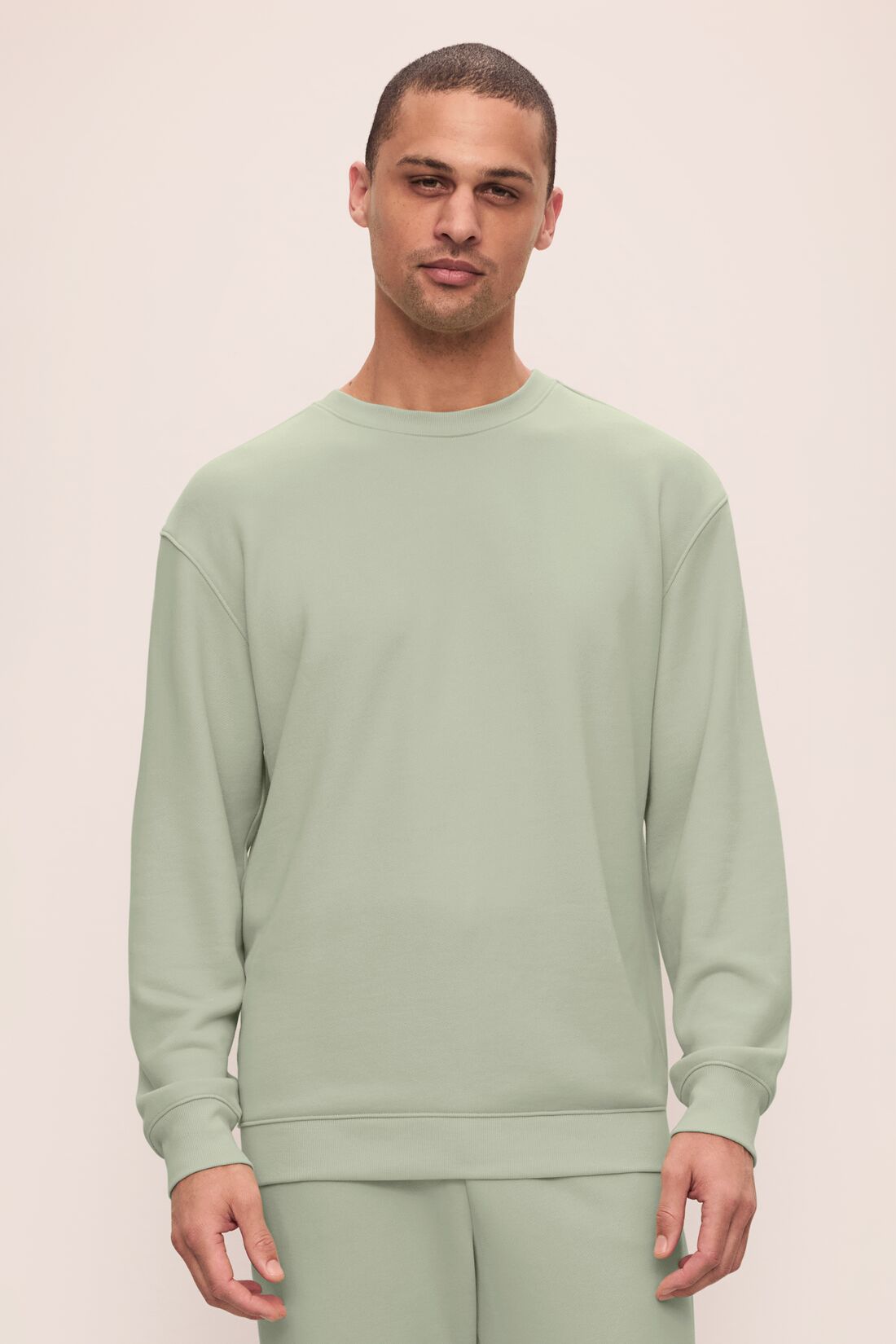 Men's Eco-Friendly Matcha French Terry Sweatshirt - Relaxed Fit Cotton Blend