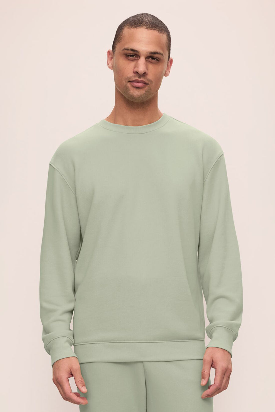 Men's Eco-Friendly Matcha French Terry Sweatshirt - Relaxed Fit Cotton Blend