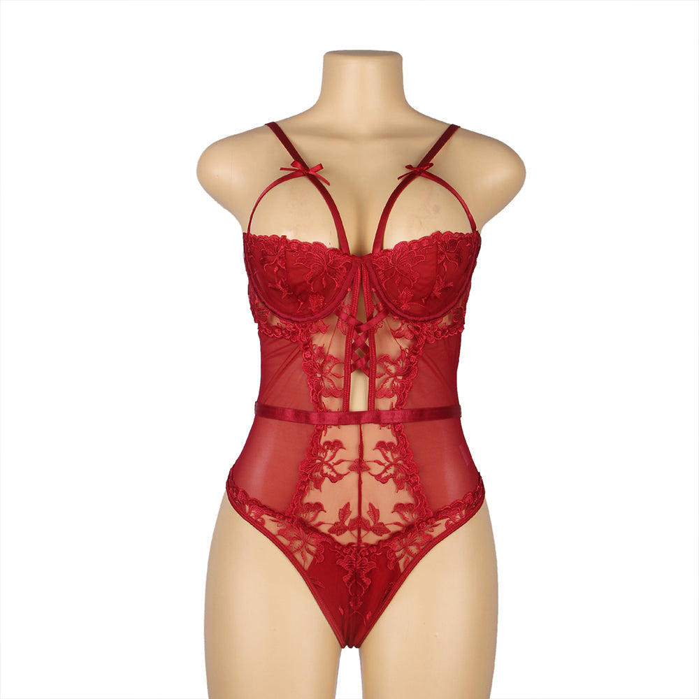 Mesh Bodysuit Red Sheer Sexy Lingerie Design