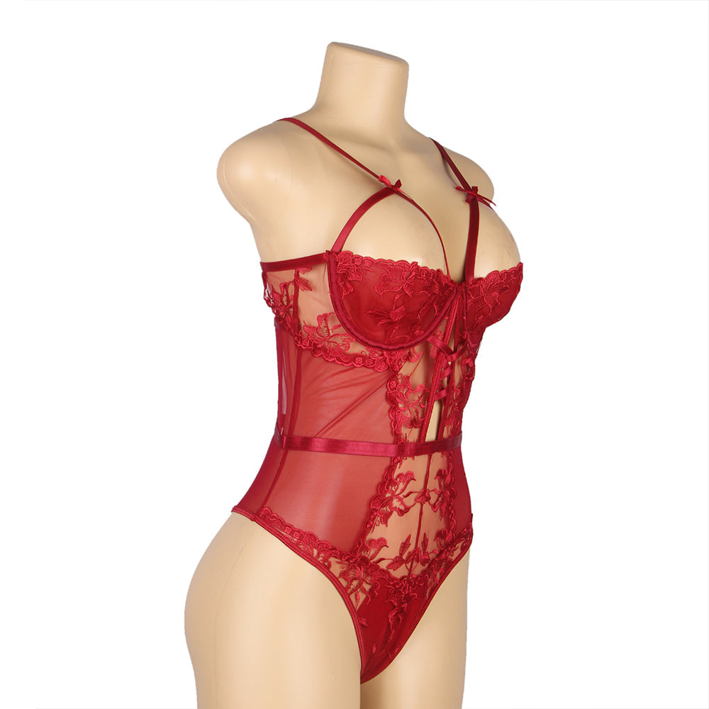 Mesh Bodysuit Red Sheer Sexy Lingerie Design