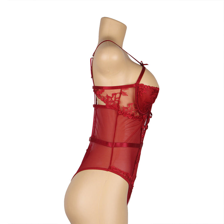 Mesh Bodysuit Red Sheer Sexy Lingerie Design