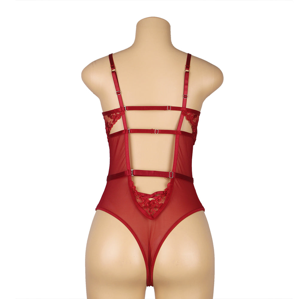 Mesh Bodysuit Red Sheer Sexy Lingerie Design