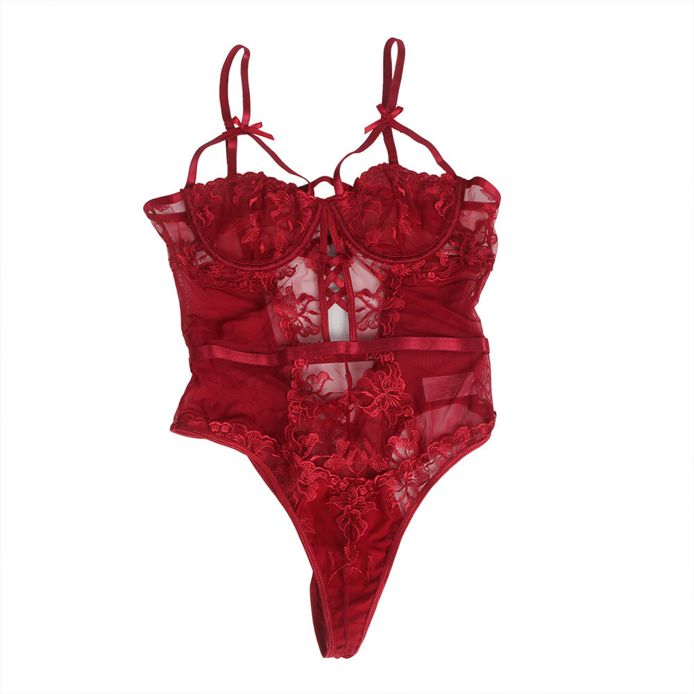 Mesh Bodysuit Red Sheer Sexy Lingerie Design