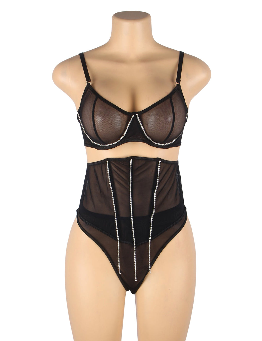 Mesh Bra Black Transparent Chic Lingerie Set