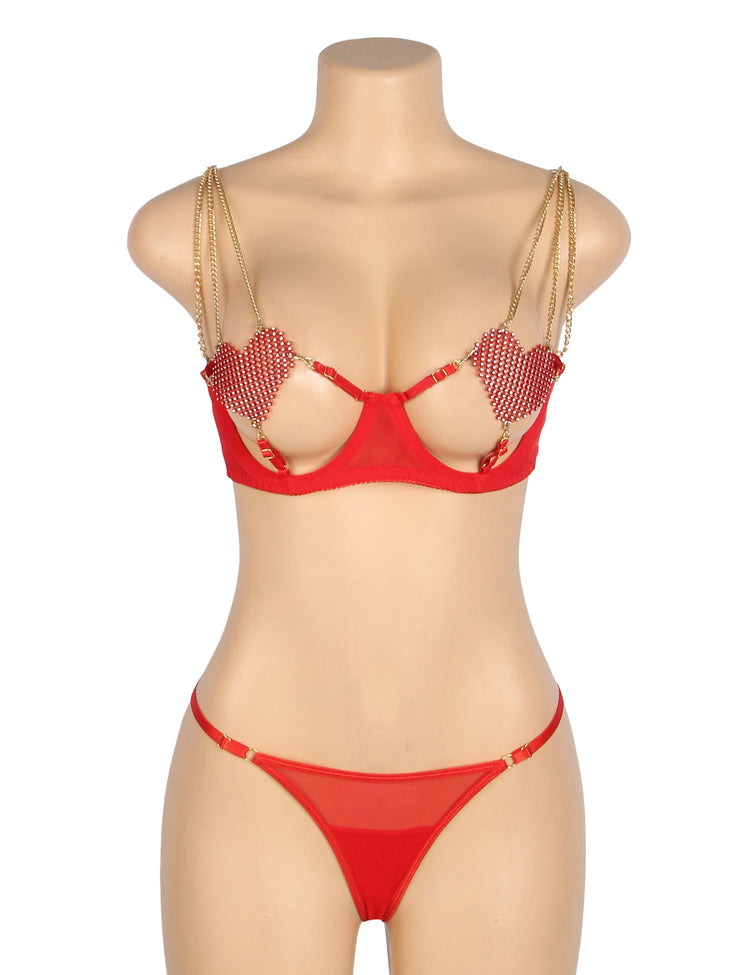 Mesh Bra Red See-Through Lingerie