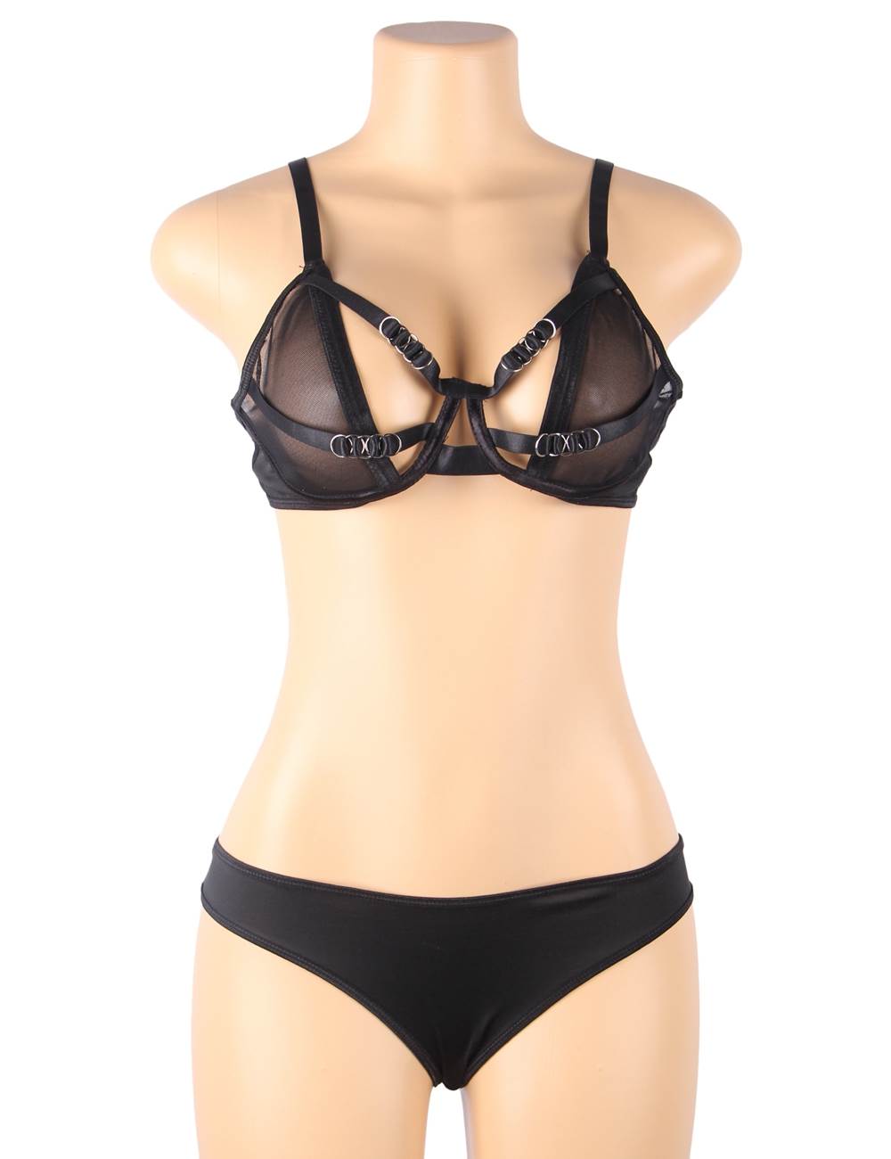 Mesh Bra Set Black Sexy See-through Lingerie