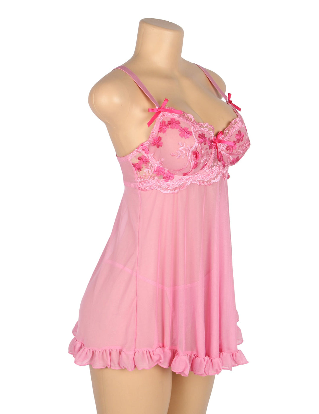 Pink Babydoll Romantic Lace Sexy Nightwear