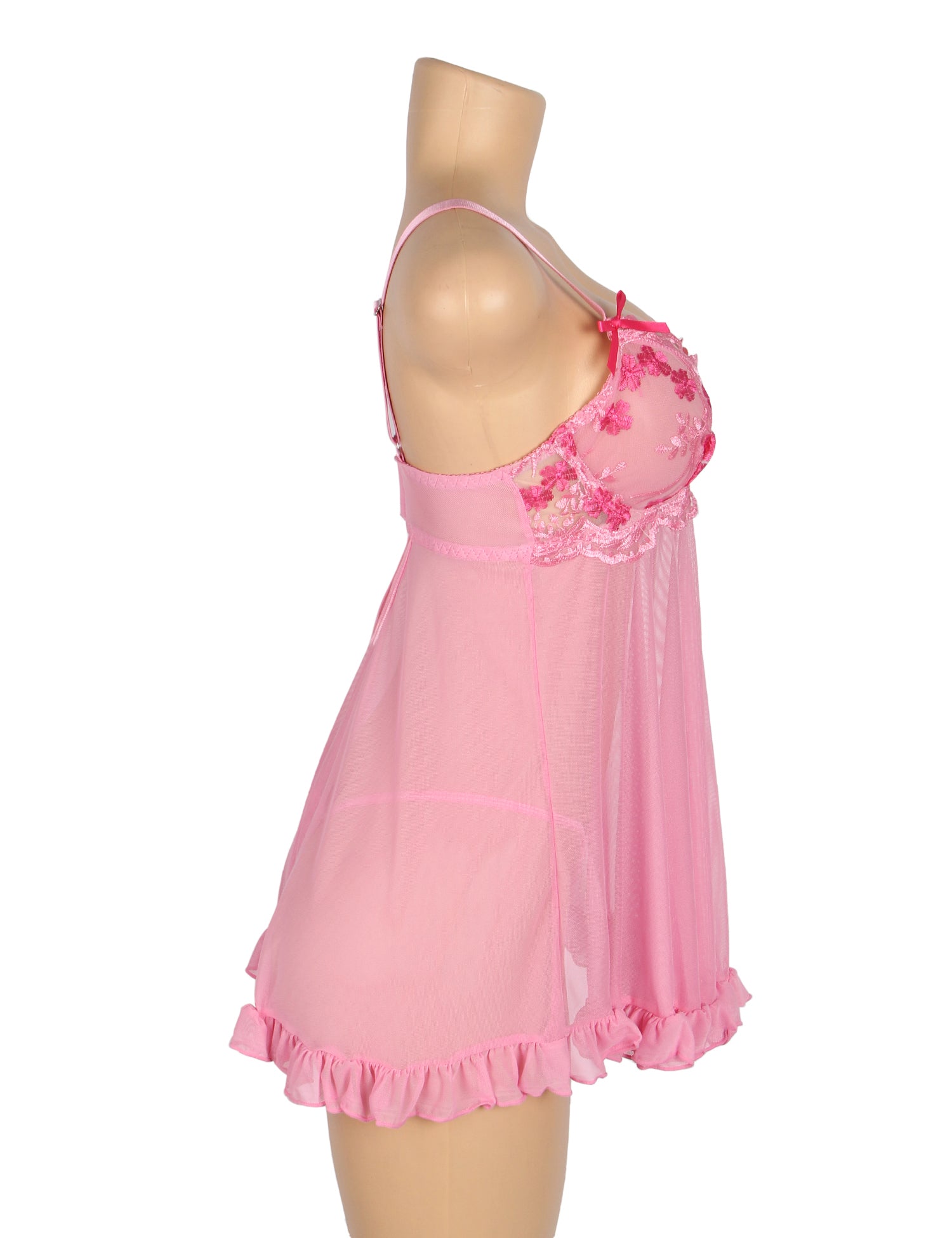 Pink Babydoll Romantic Lace Sexy Nightwear