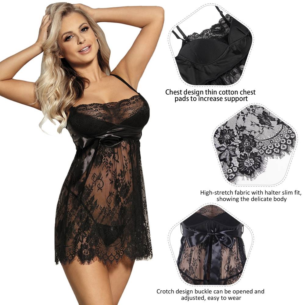 Plus Size Lace Lingerie Set Black Romantic Feminine