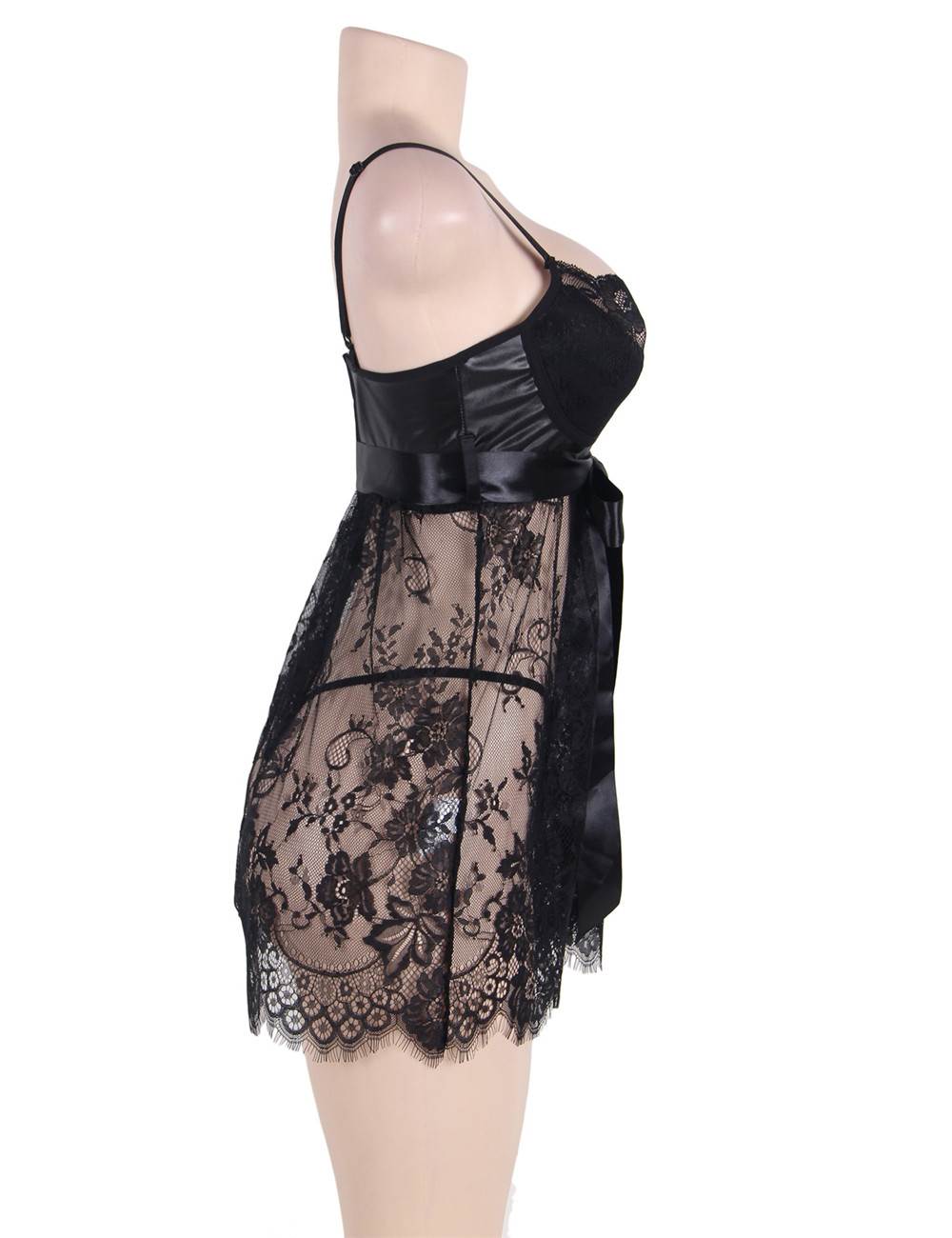 Plus Size Lace Lingerie Set Black Romantic Feminine