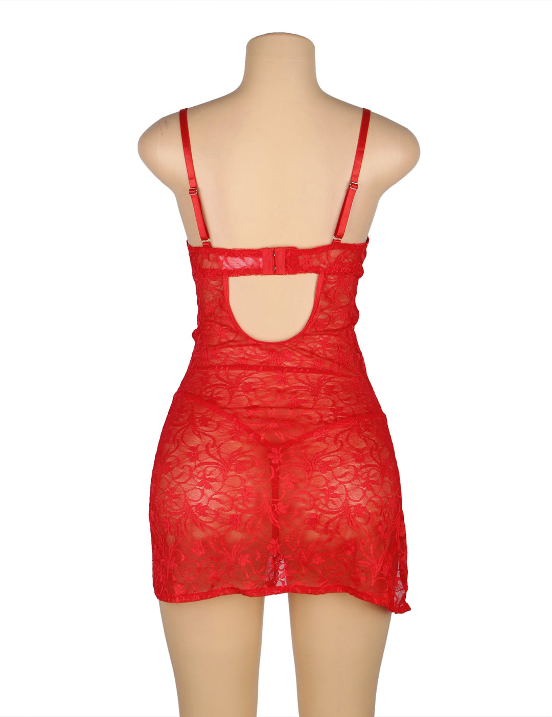 Red Lace Babydoll with Adjustable Straps Sexy Nightwear