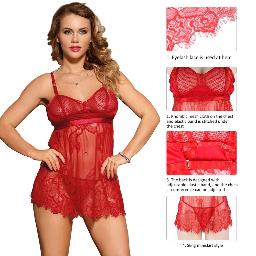 Red Lace Lingerie Dress Delicate Elegant Design