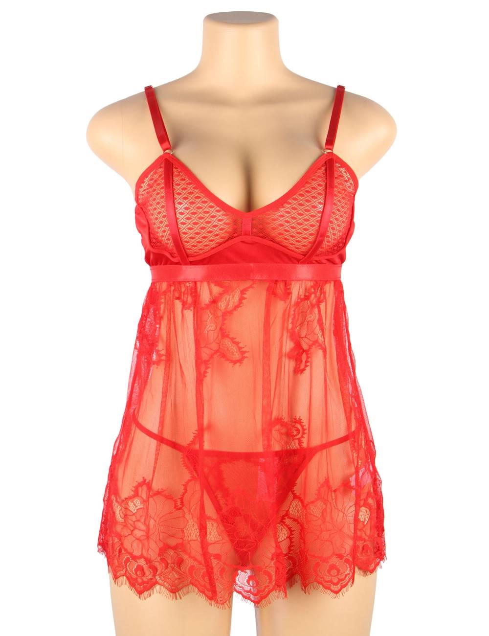 Red Lace Lingerie Dress Delicate Elegant Design