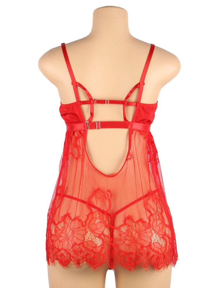 Red Lace Lingerie Dress Delicate Elegant Design