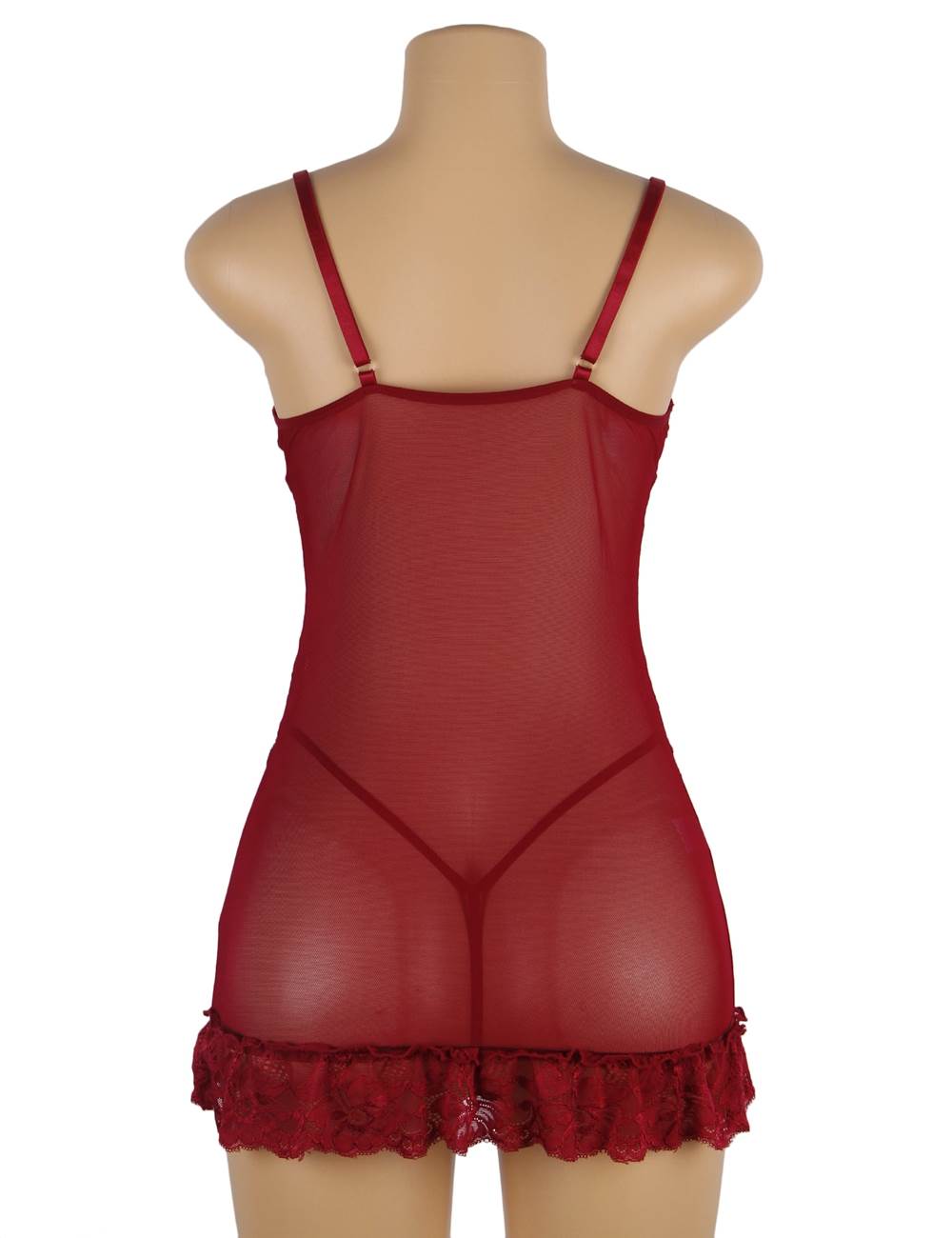 Red Lace Sexy Nightwear See-Through Design