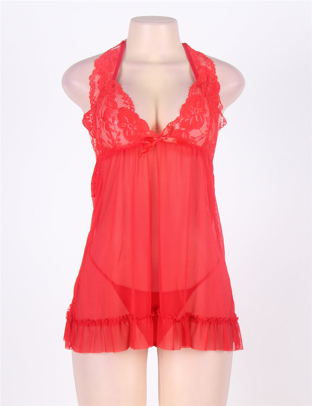 Red Lace Teddy Sexy See-Through Nightwear