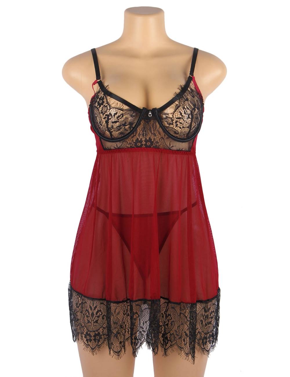 Red Lingerie Set Sexy Nightwear Lace Detail