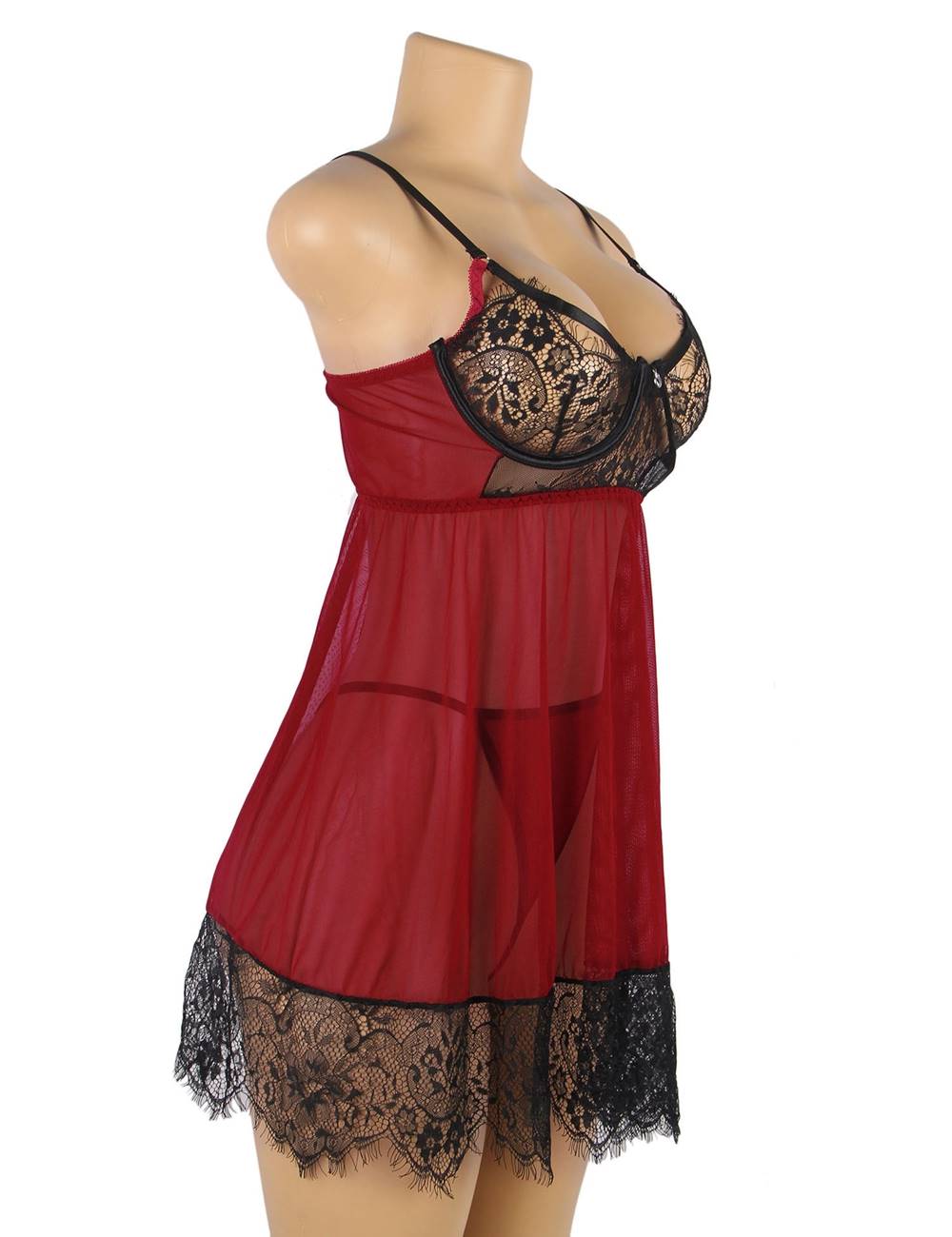 Red Lingerie Set Sexy Nightwear Lace Detail