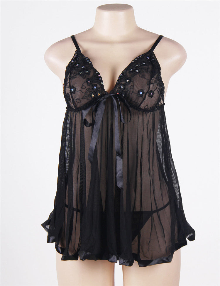 Sexy Nightdress Black Sheer Elegance Nightwear