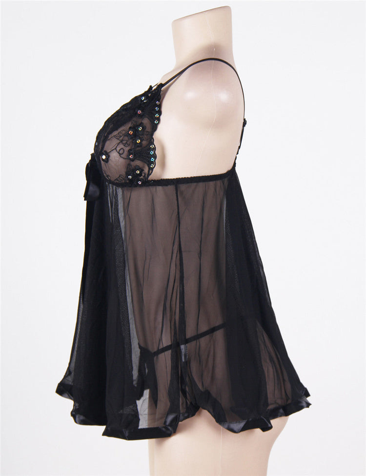 Sexy Nightdress Black Sheer Elegance Nightwear