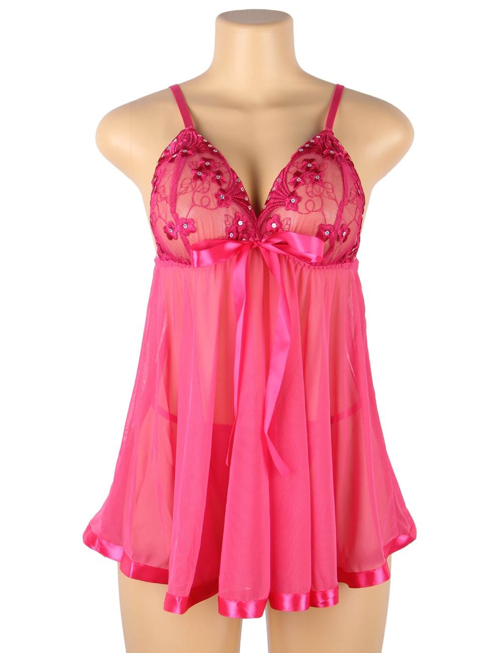 Sexy Nightdress Pink Sheer See Through Lingerie