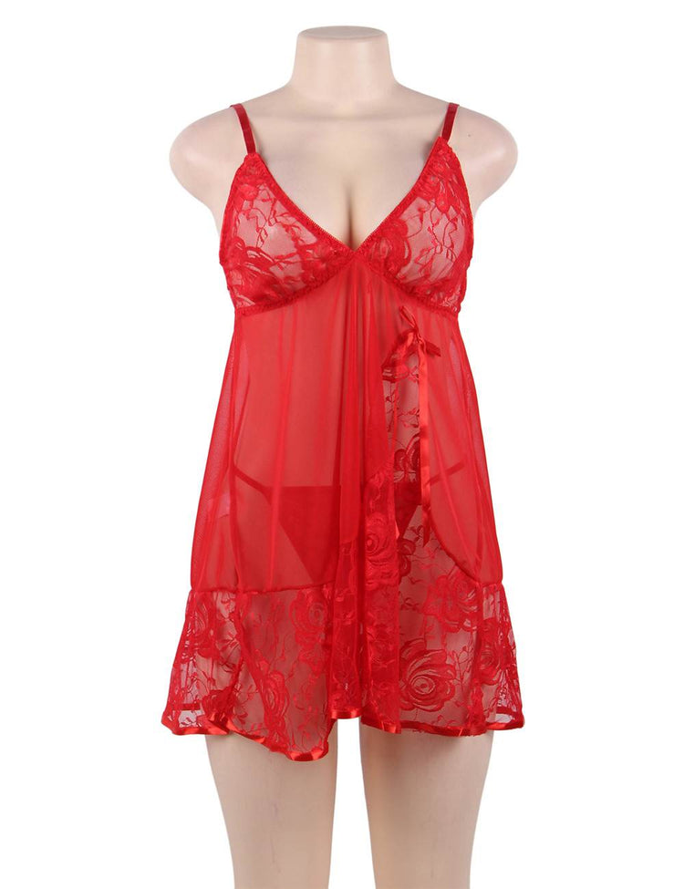 Sexy Red Lace Nightdress Flirty Elegance Nightwear for Women