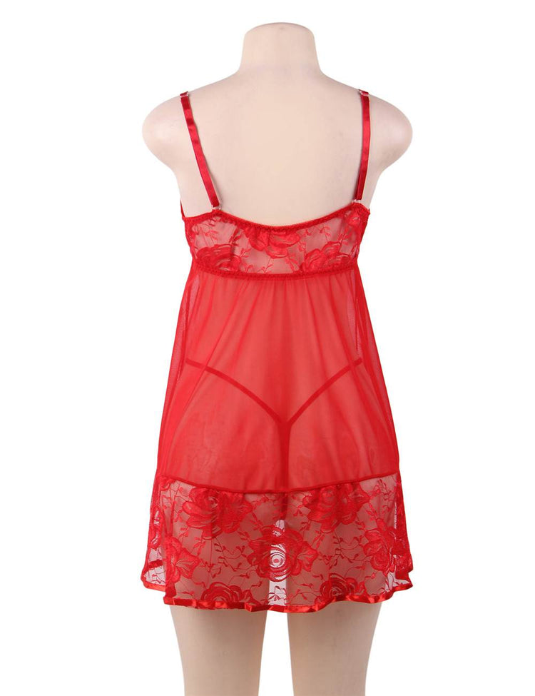 Sexy Red Lace Nightdress Flirty Elegance Nightwear for Women