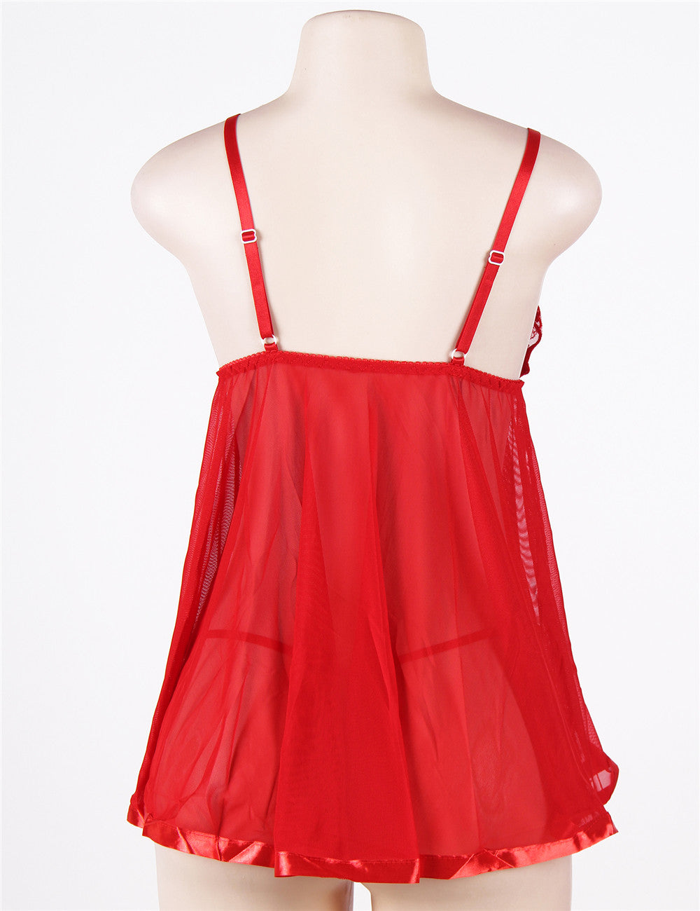 Sexy Red Lace Nightdress with Rhinestone Details