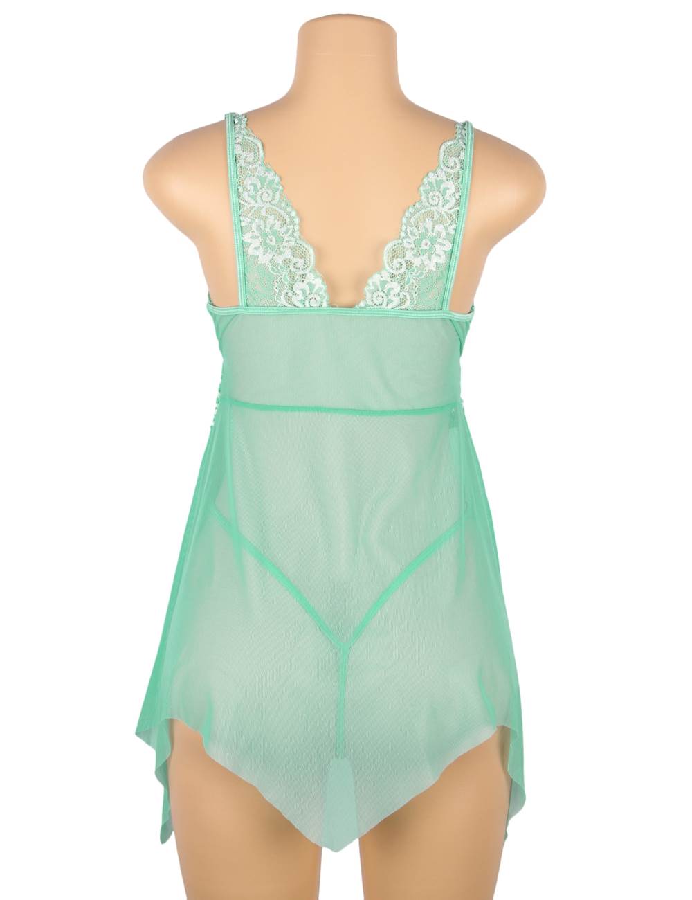 Sheer Babydoll Green Lace Sexy Nightwear