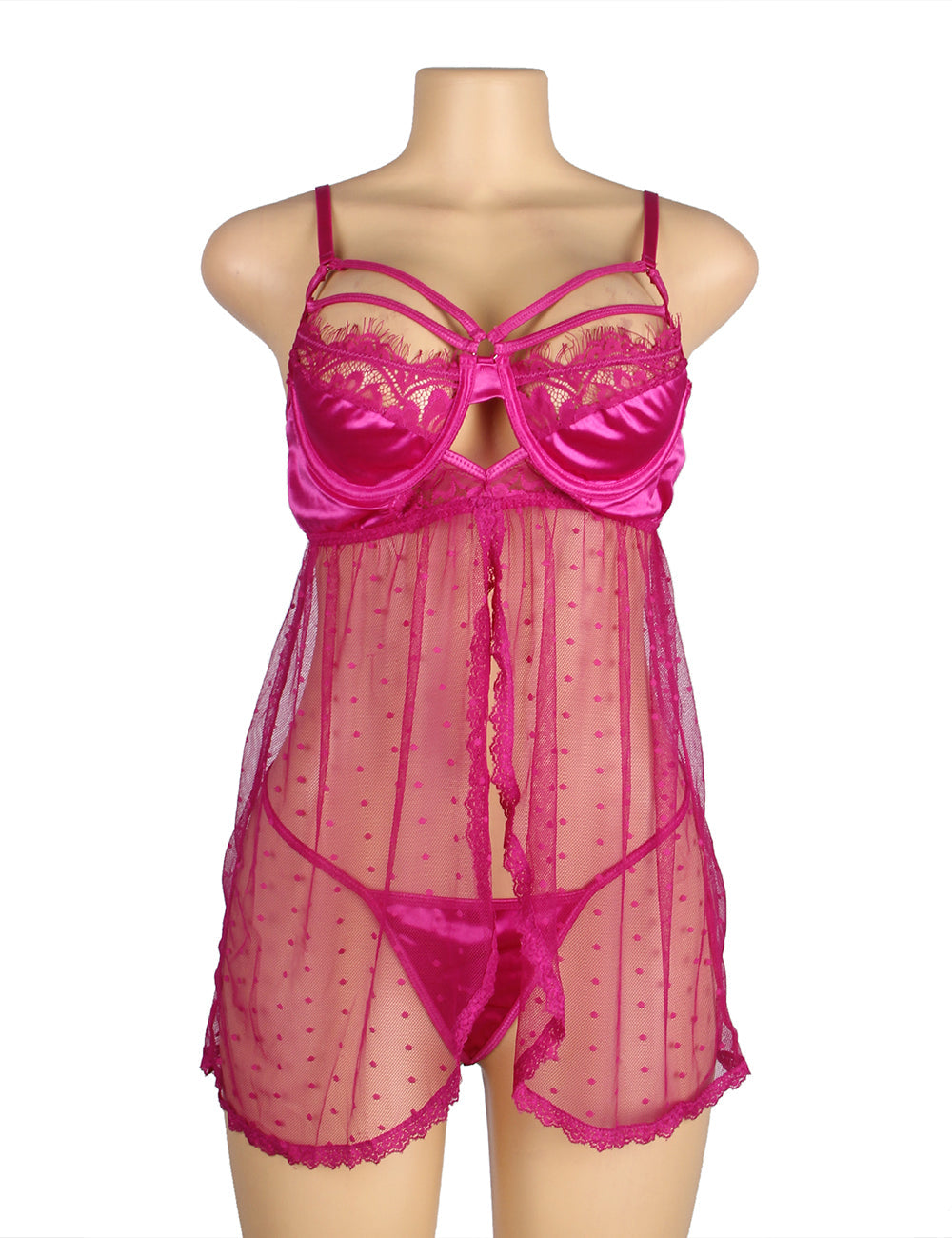 Sheer Babydoll Lingerie Magenta Sexy Nightwear