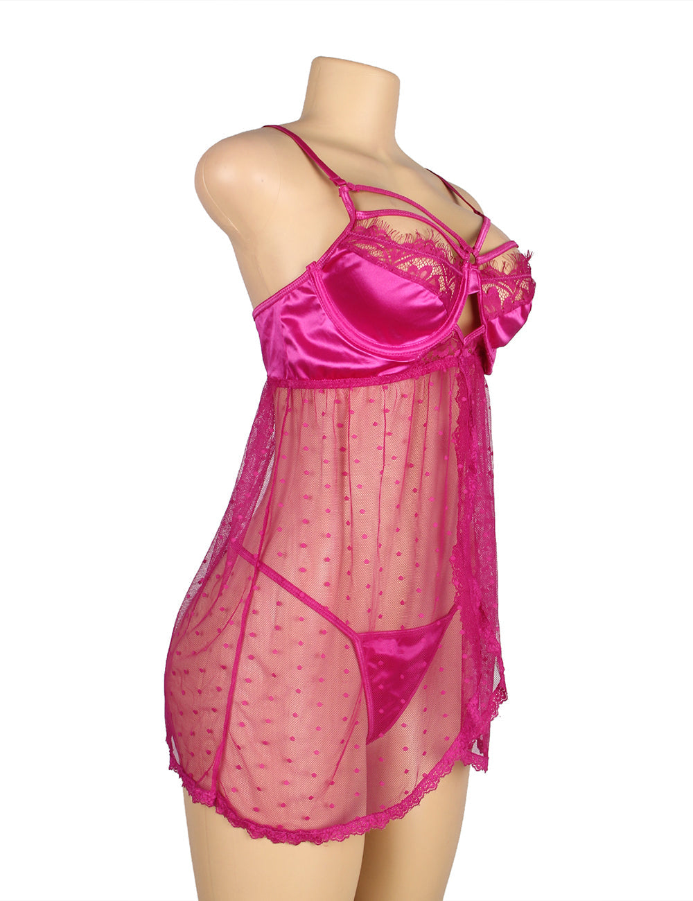 Sheer Babydoll Lingerie Magenta Sexy Nightwear