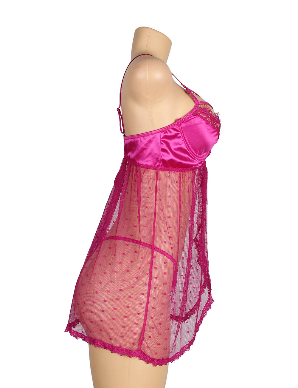 Sheer Babydoll Lingerie Magenta Sexy Nightwear