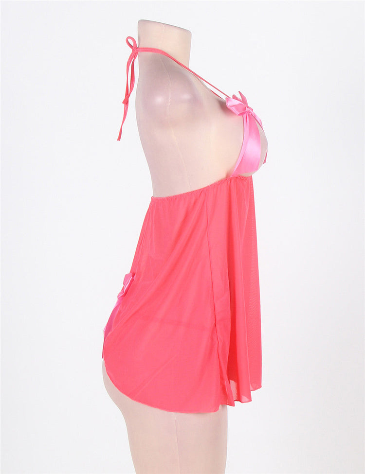 Sheer Babydoll Pink Alluring Nightwear Lingerie