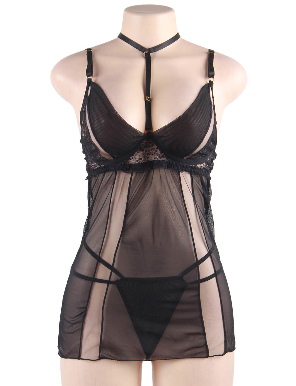 Sheer Black Babydoll Elegant Sexy Nightwear