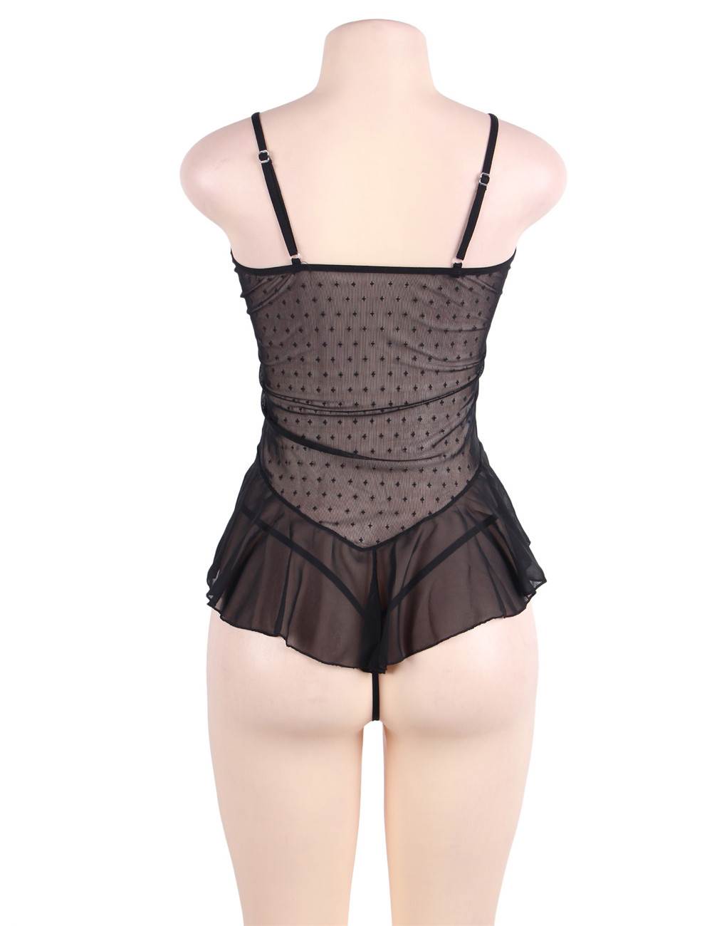 Sheer Black Lingerie Floral Lace Women's Nightwear