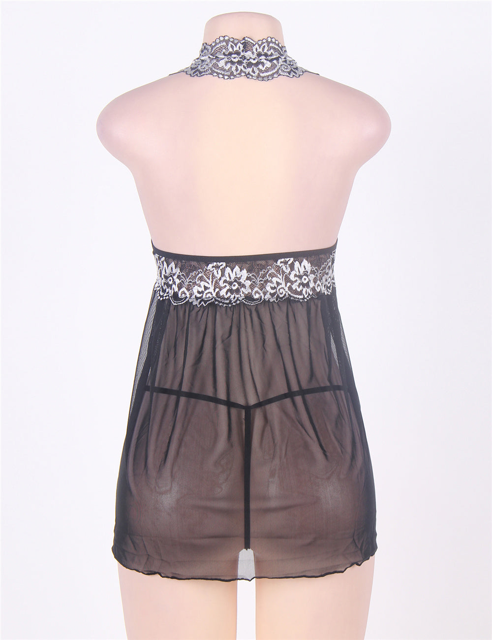 Sheer Black Lingerie with Lace Detailing for Sensual Nights