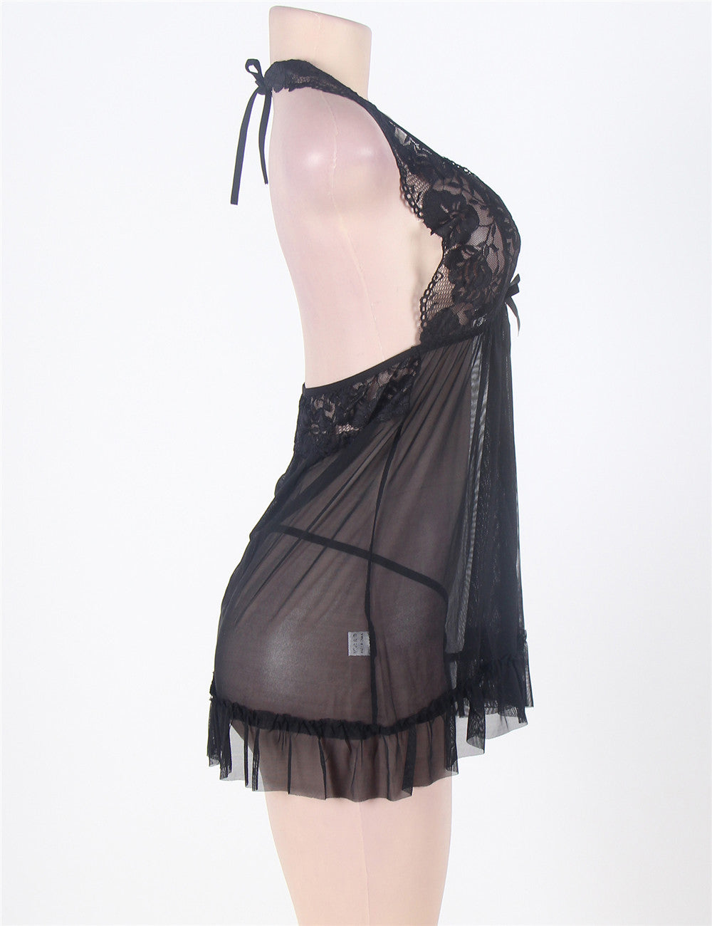 Sheer Lace Teddy Black Sexy Nightwear