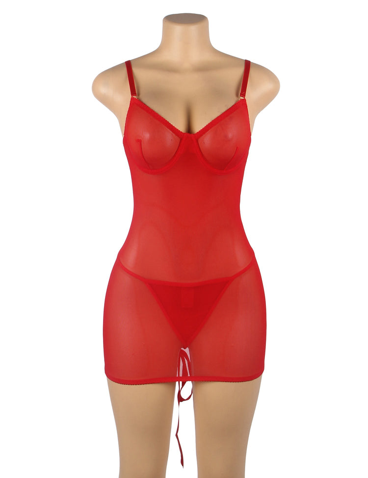 Sheer Lingerie Body Red Lace Sexy Women's Wear