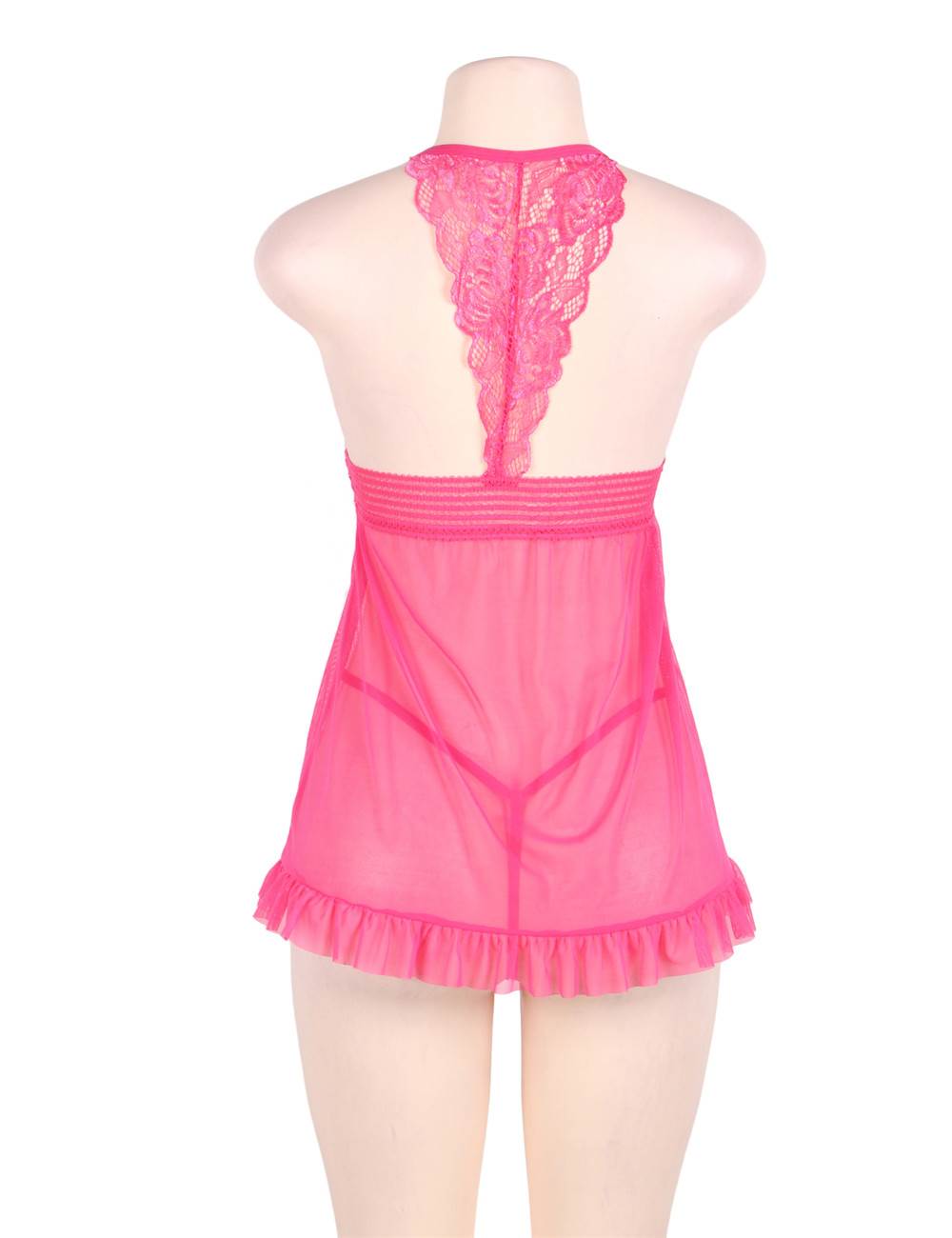 Sheer Lingerie Set Pink Lace Women's See-through Design