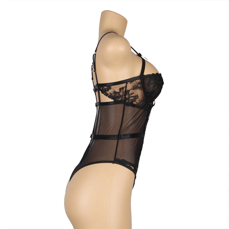 Sheer Mesh Bodysuit Black Sexy Lingerie Design