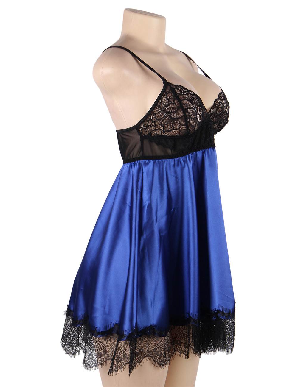 Silk Camisole Set Blue Lace Lingerie Set