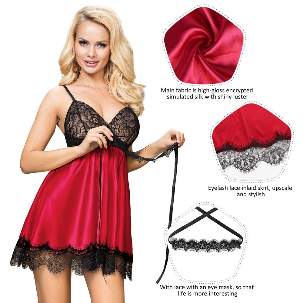 Silk Lace Camisole Red Sexy Nightwear