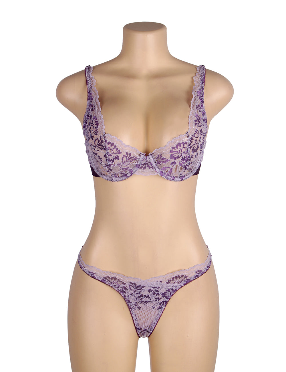 Underwire Bra Set Purple Exquisite Lace Lingerie