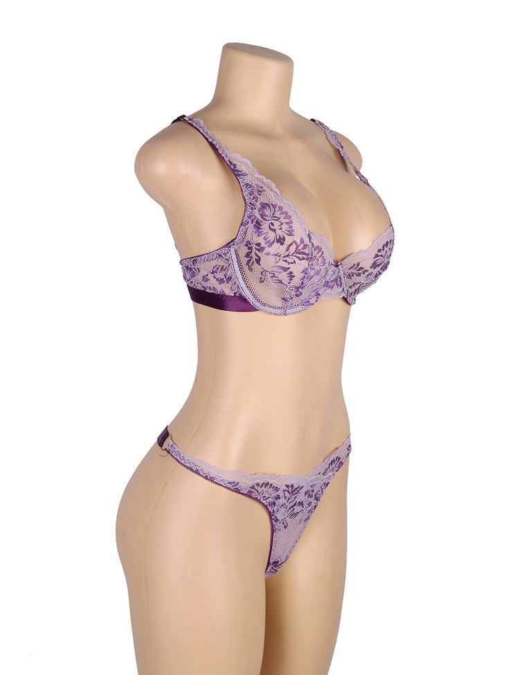 Underwire Bra Set Purple Exquisite Lace Lingerie