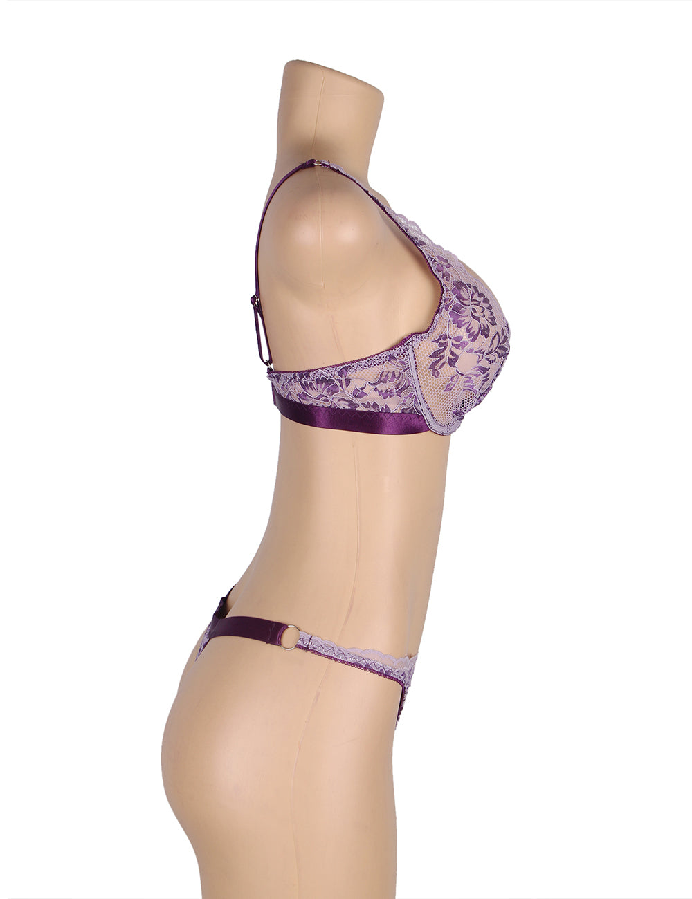 Underwire Bra Set Purple Exquisite Lace Lingerie