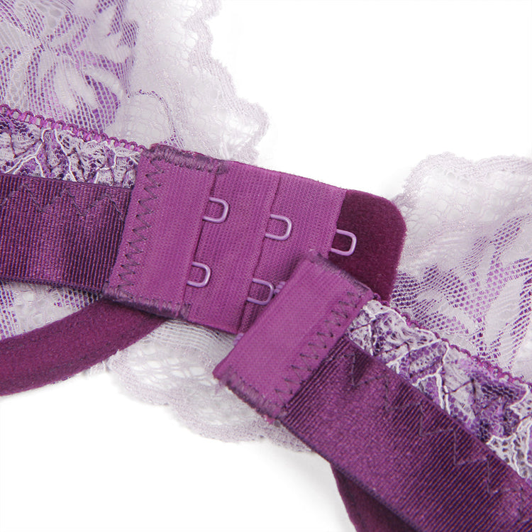 Underwire Bra Set Purple Exquisite Lace Lingerie