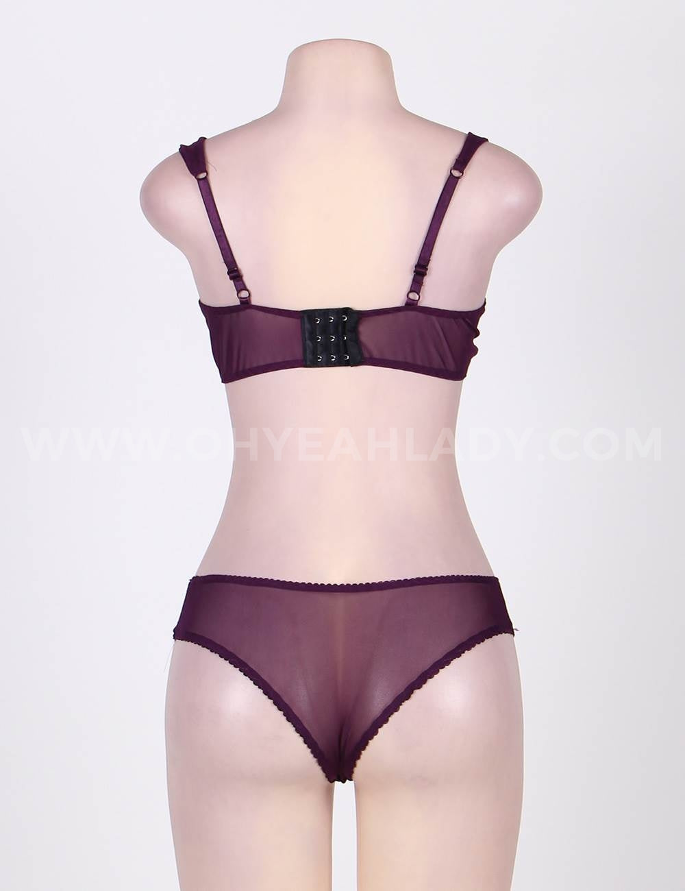 Underwire Lingerie Set Burgundy Lace Detailing