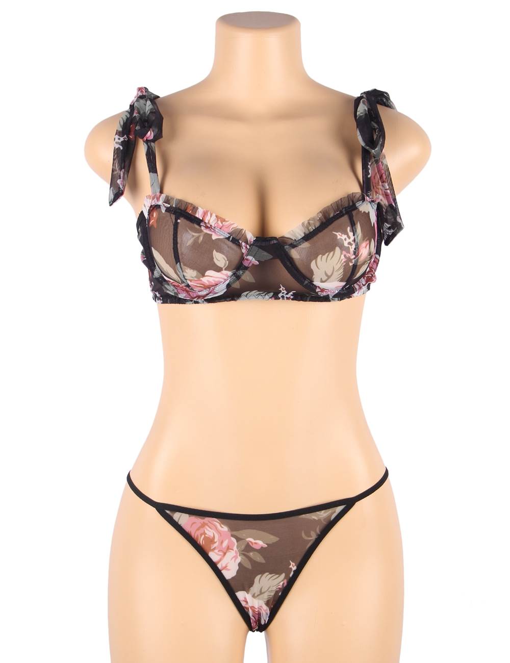 Underwire Sheer Bra Black Floral Lace Lingerie