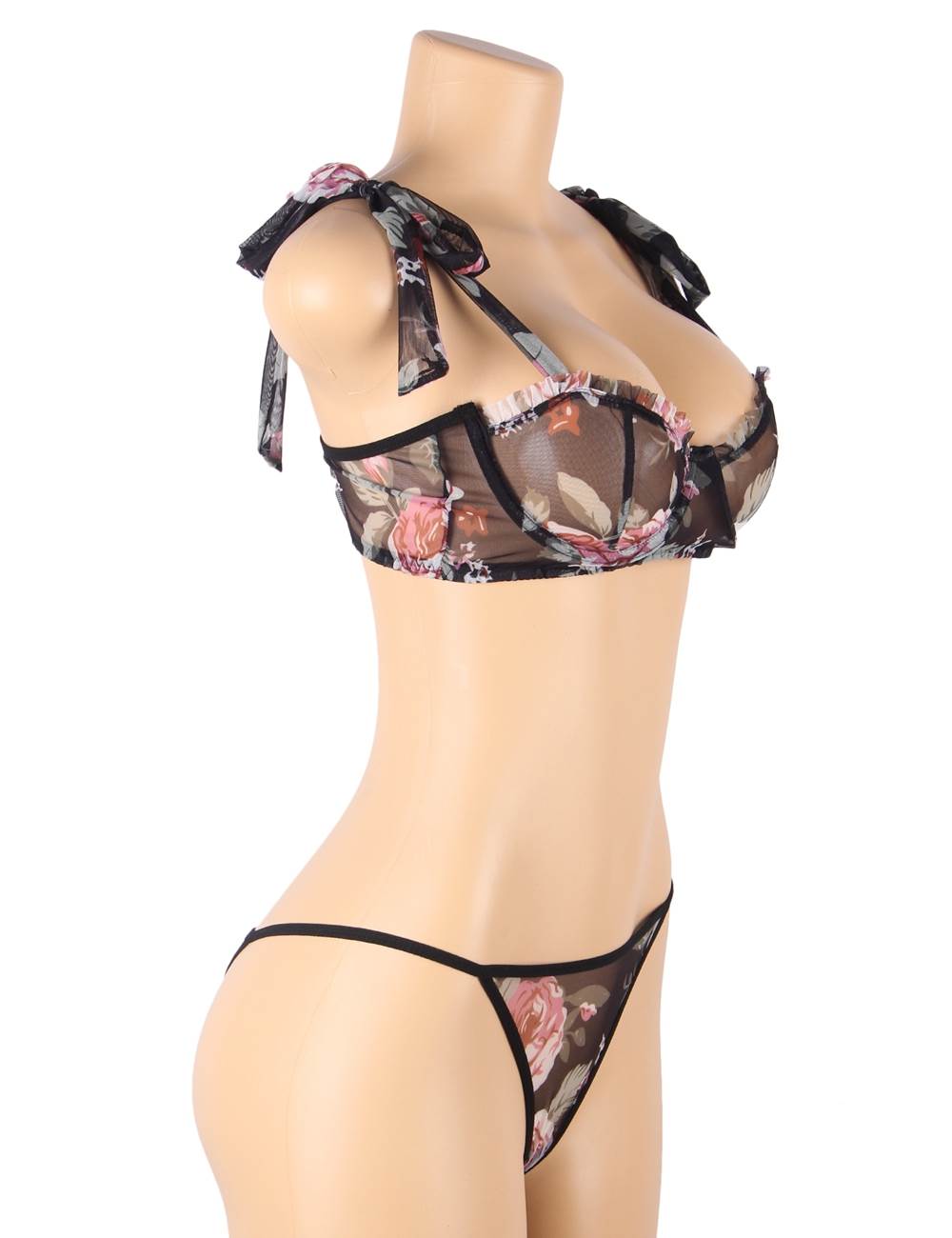 Underwire Sheer Bra Black Floral Lace Lingerie