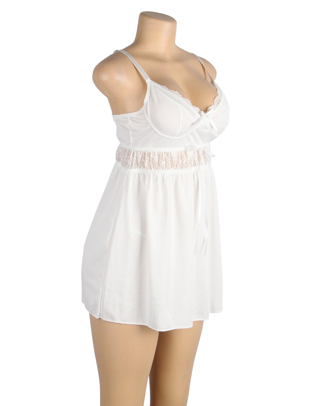 V-Neck Babydoll Lingerie White Delicate Lace Design